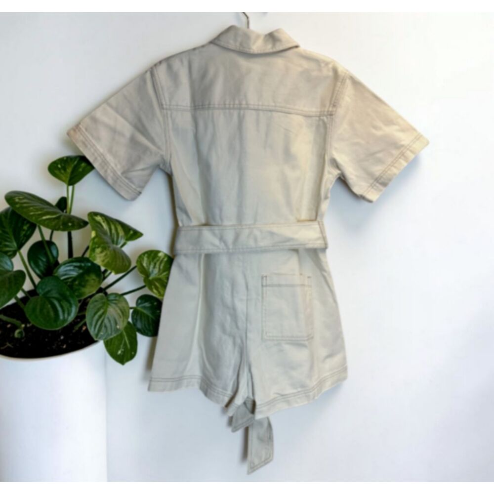 Future Collective Cream Utility Romper XXL Belted Cotton Shorts Romper